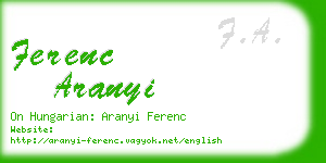 ferenc aranyi business card